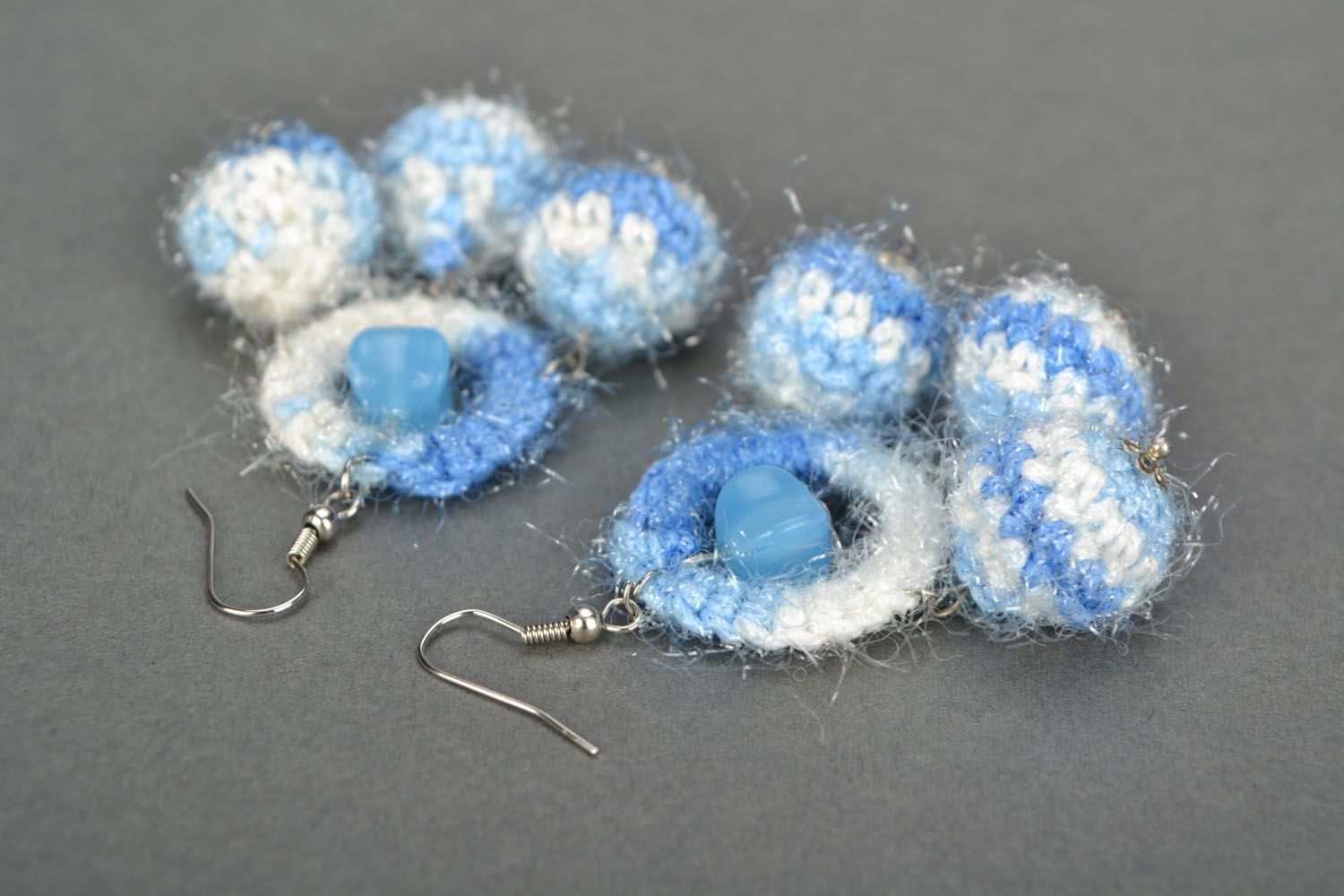 Crochet earrings with charms Winter photo 1
