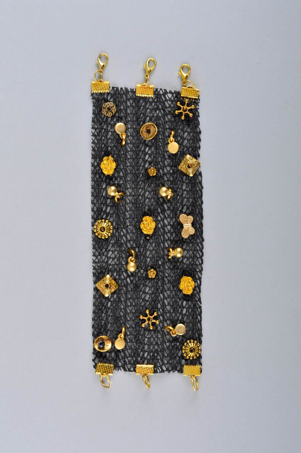 Bracelet faux cuir Bijou fait main Accessoire femme métal original beau photo 2