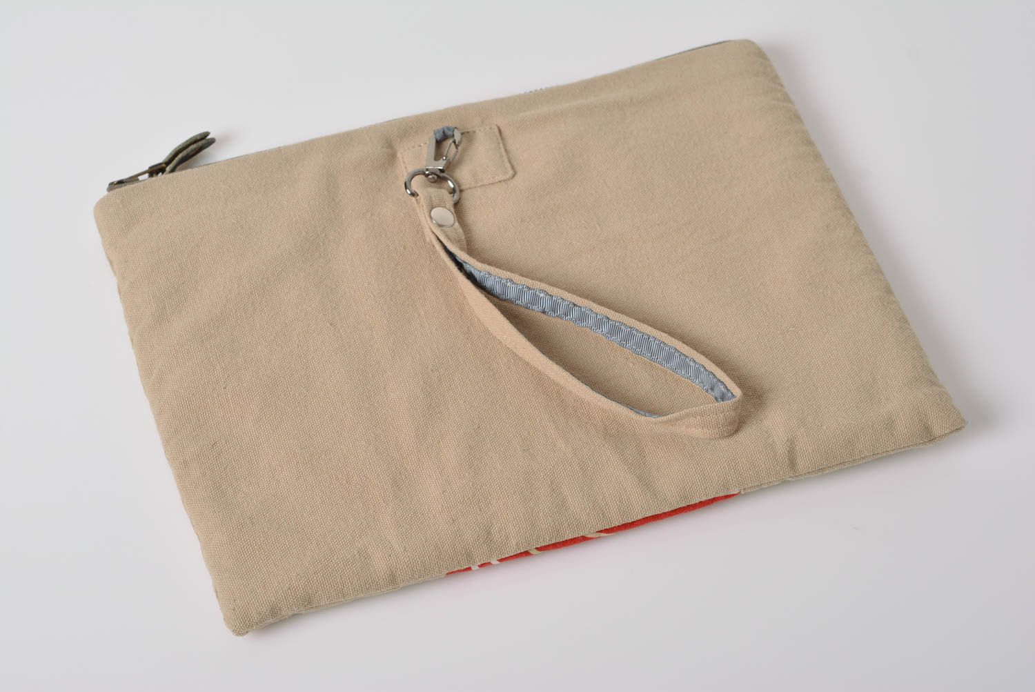 Joli sac pochette original fait main avec imprimé en tissu de coton et jean photo 5