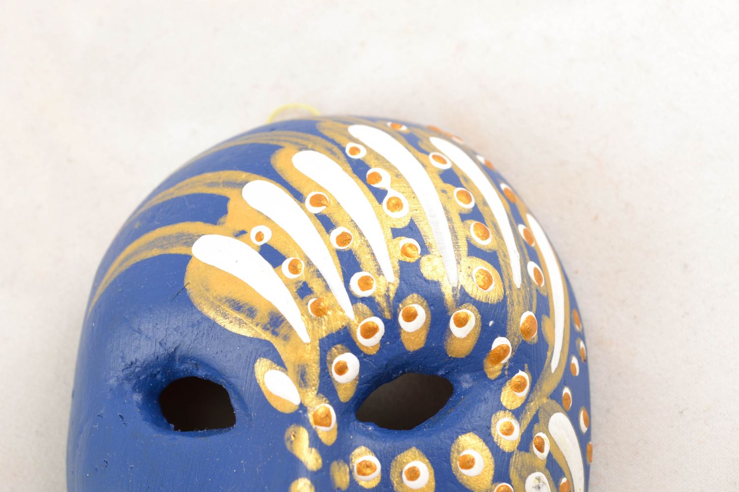 Интерьерная подвеска карнавальная маска синяя с росписью  фото 3