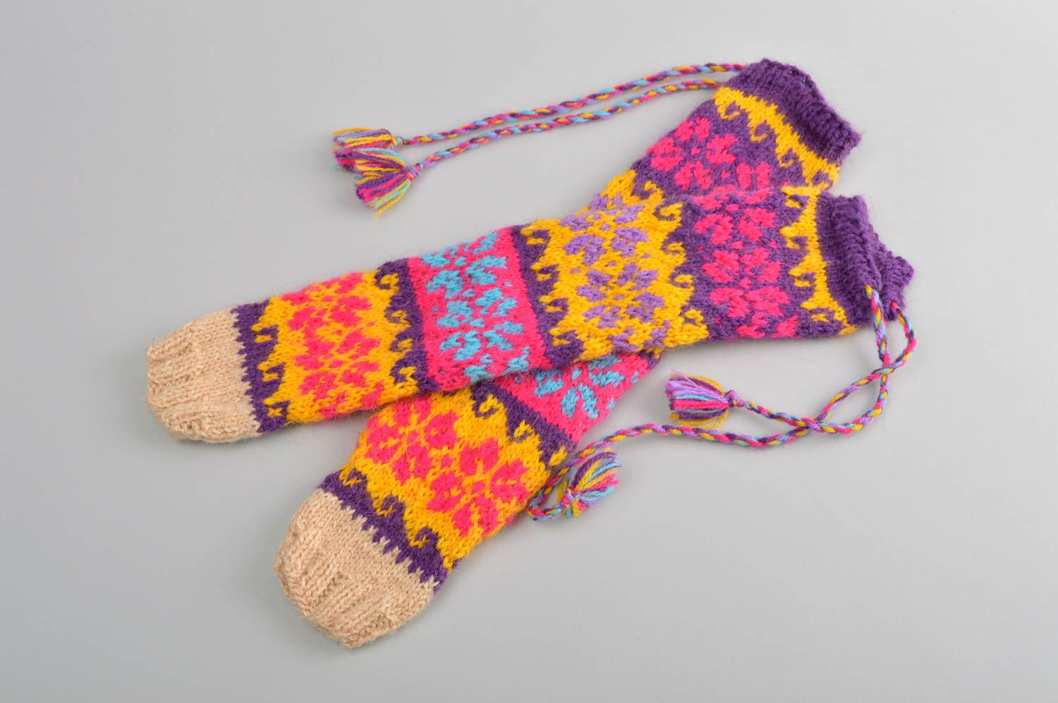 Handmade designer bright socks unusual female socks beautiful woolen socks photo 3