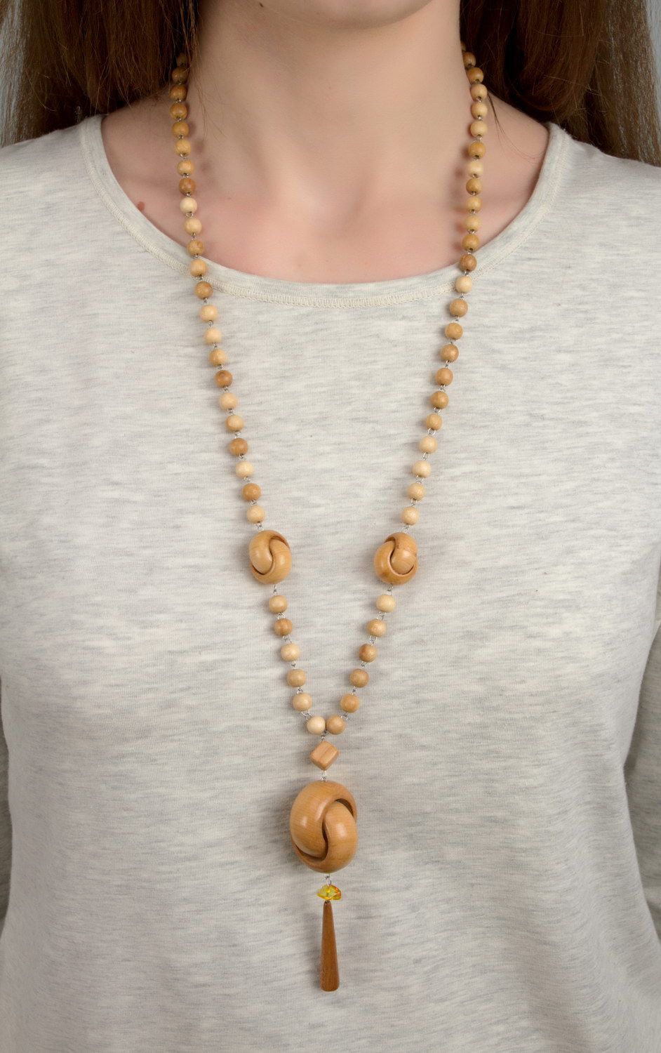 Long wooden beads without clasps photo 4