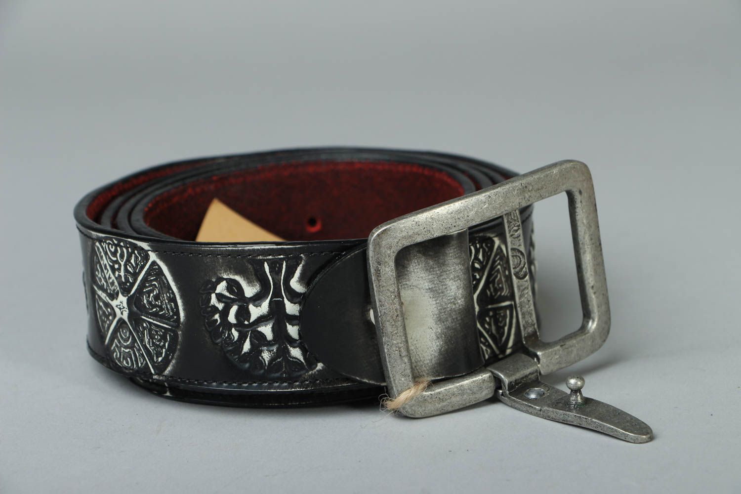 Handmade leather belt Black Tree photo 1