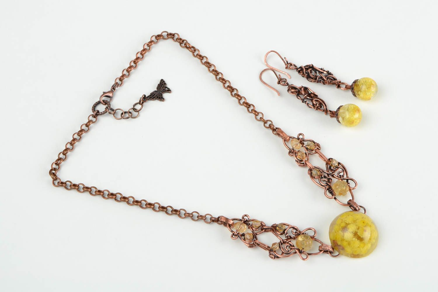 Handmade jewelry set epoxy resin dangling earrings fashion necklace cool jewelry photo 3