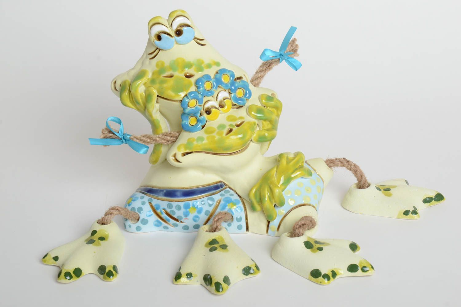Ceramic frog moneybox handmade designer moneybox present for children photo 2
