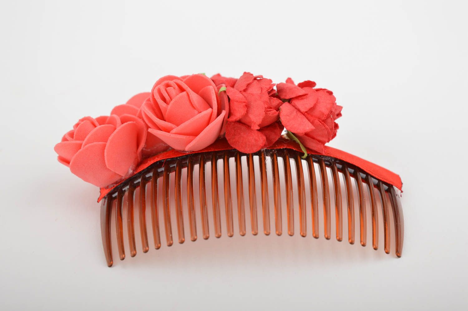 Аксессуар для волос хэнд мэйд гребень для волос с розами красивая бижутерия фото 2