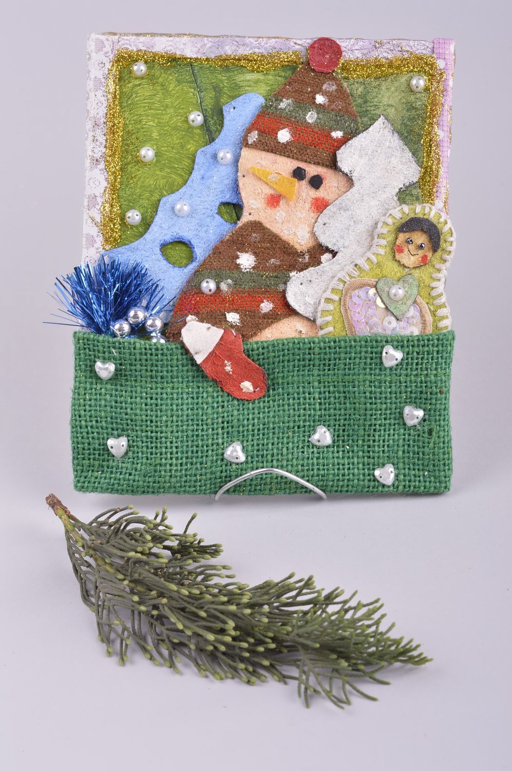 Panel decorativo hecho a mano adorno navideño decoración de pared con figuras foto 1