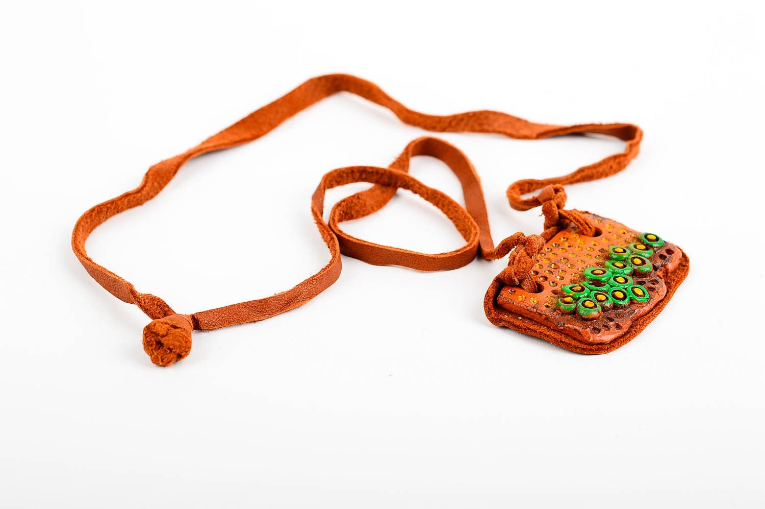 Handmade pendant clay jewelry leather pendant designer bijouterie best gift photo 3