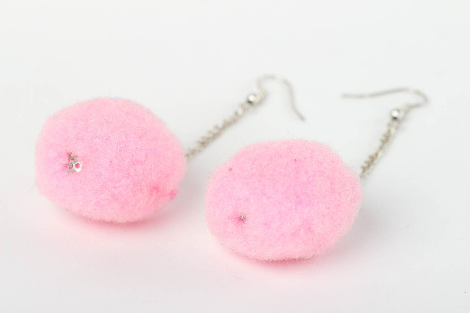 Designer handmade earrings stylish cute accessories unusual pink jewelry photo 3