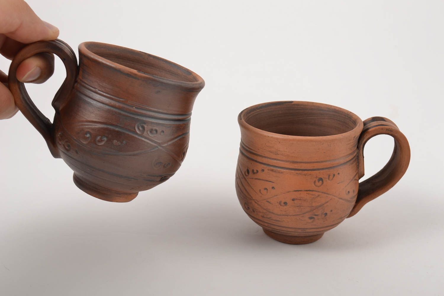 Глиняные чашки ручной работы керамическая посуда набор столовой посуды фото 4