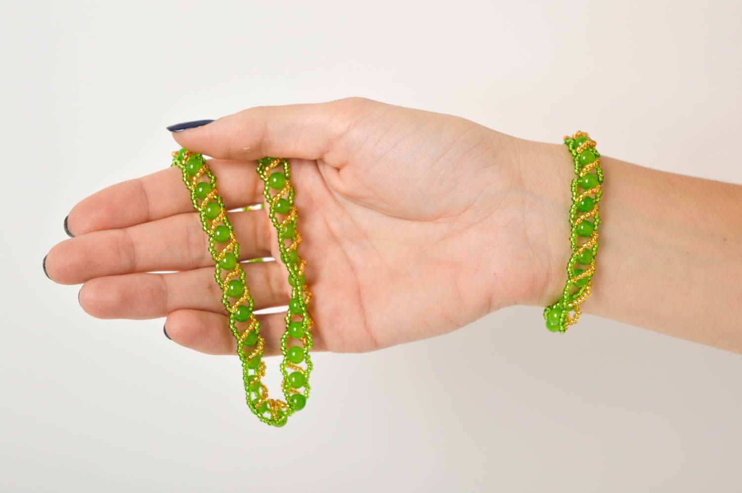 Damen Collier Frauen Armband Schmuck handgemacht Geschenk für Damen grün foto 2