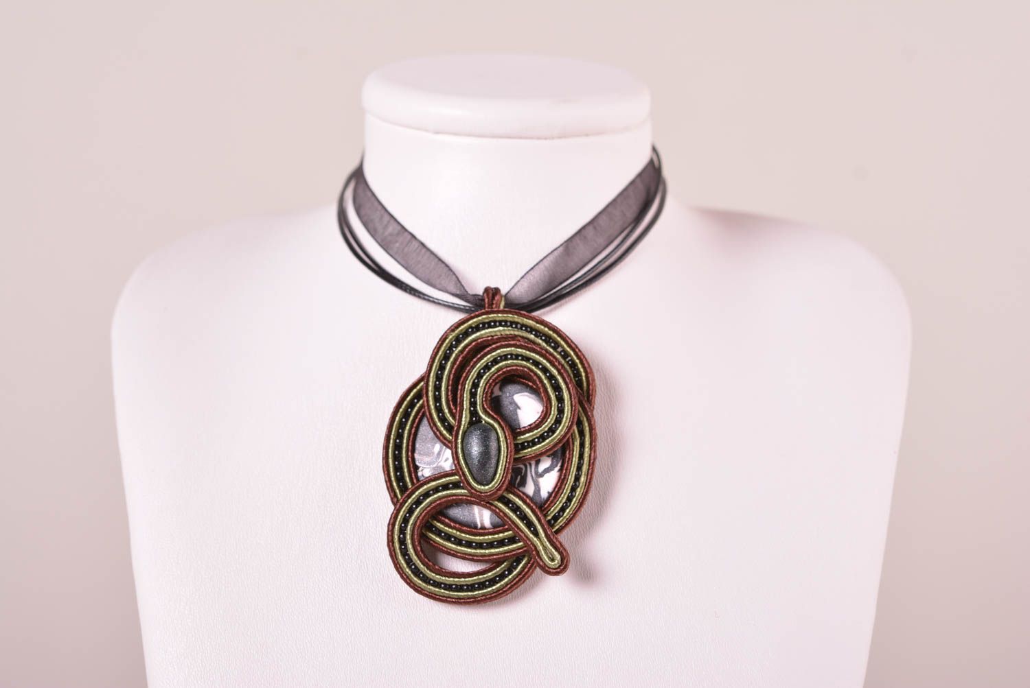 Handcrafted jewelry pendant necklace soutache necklace for women gifts for girls photo 1