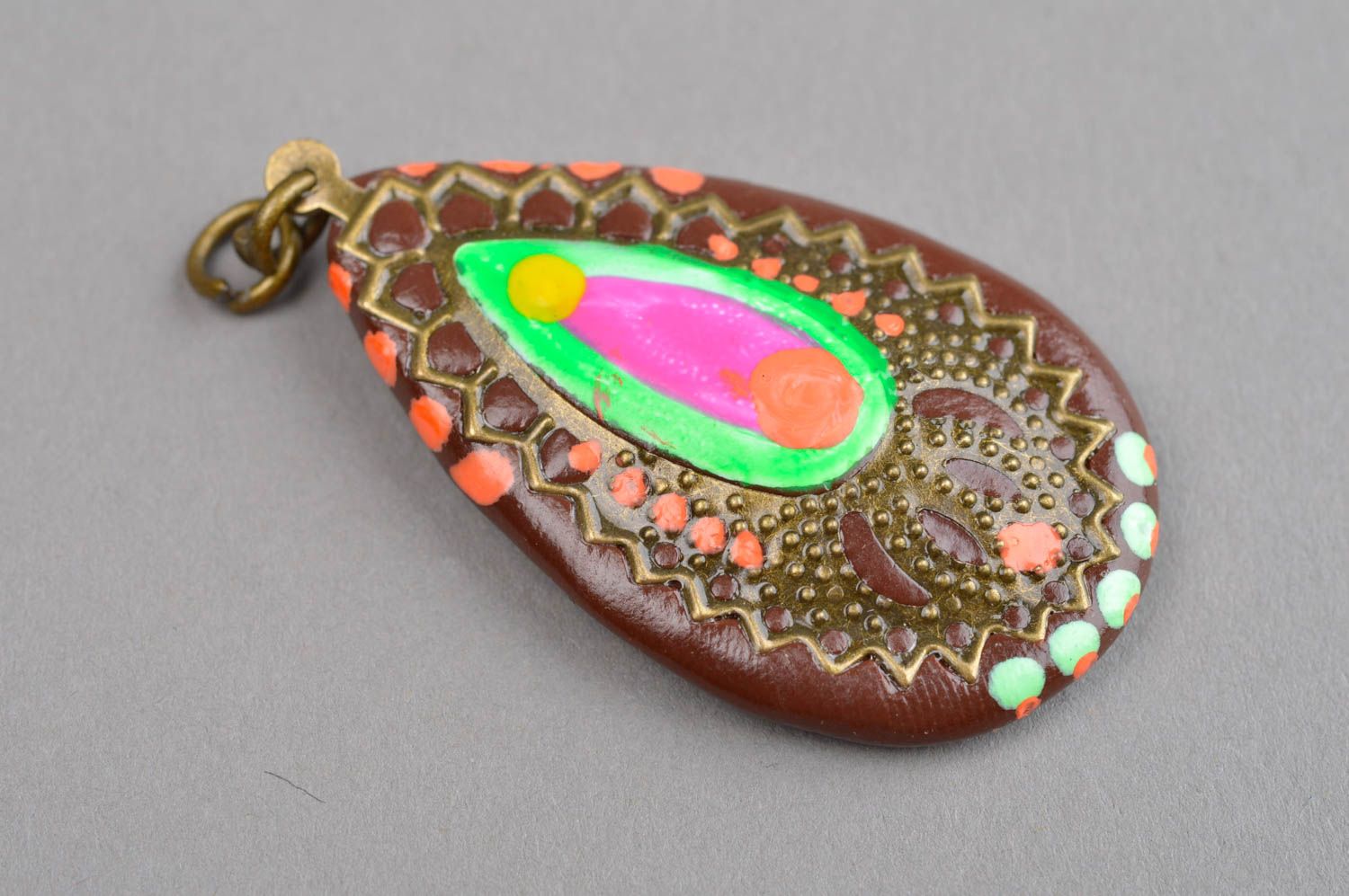 Bright handmade plastic neck pendant polymer clay ideas jewelry designs photo 2