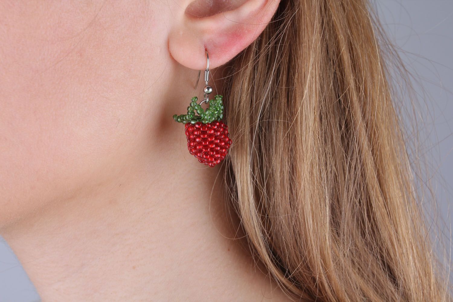 Beaded earrings Raspberries photo 5