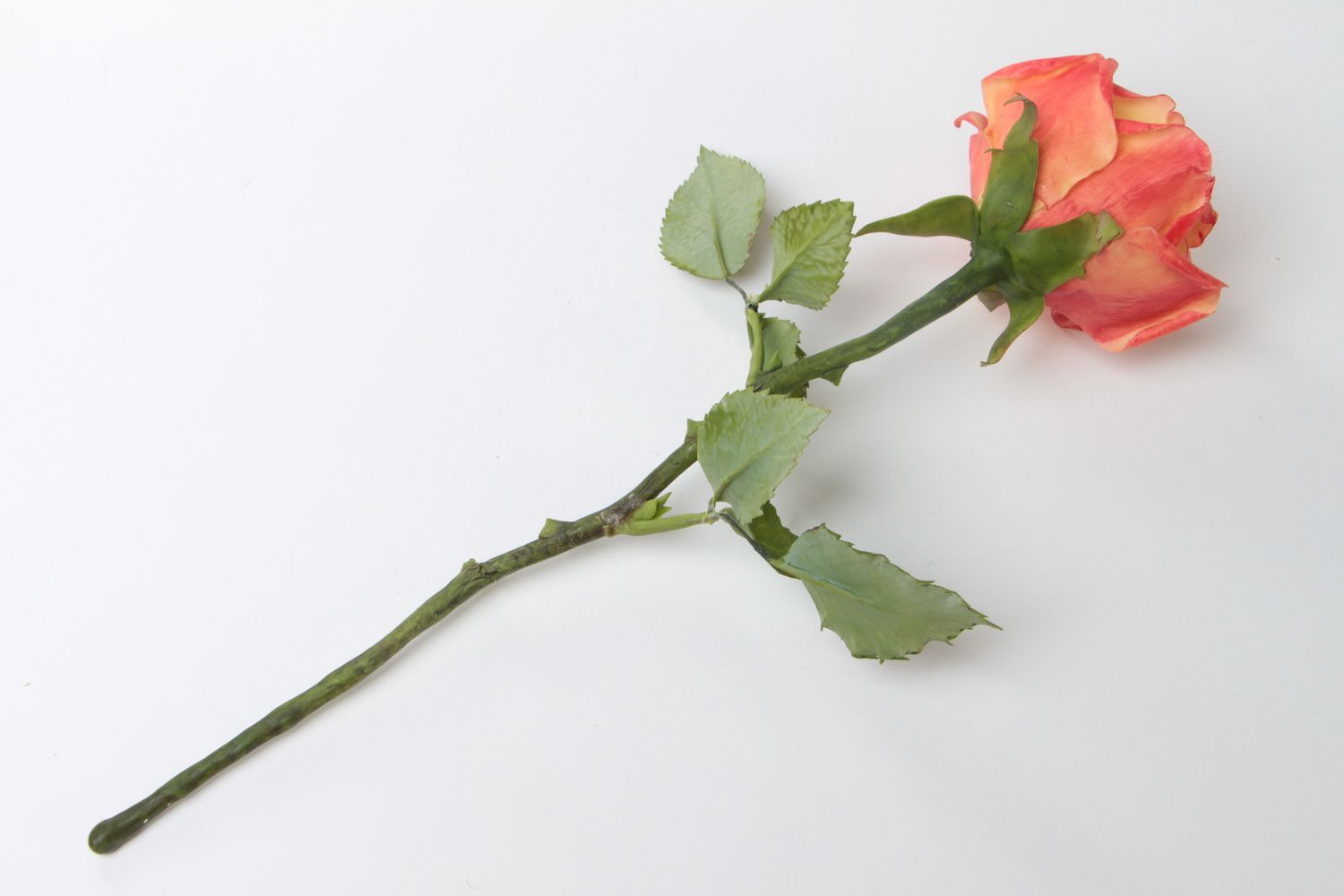 Цветок из полимерной глины с росписью масляными красками ручной работы Роза фото 3
