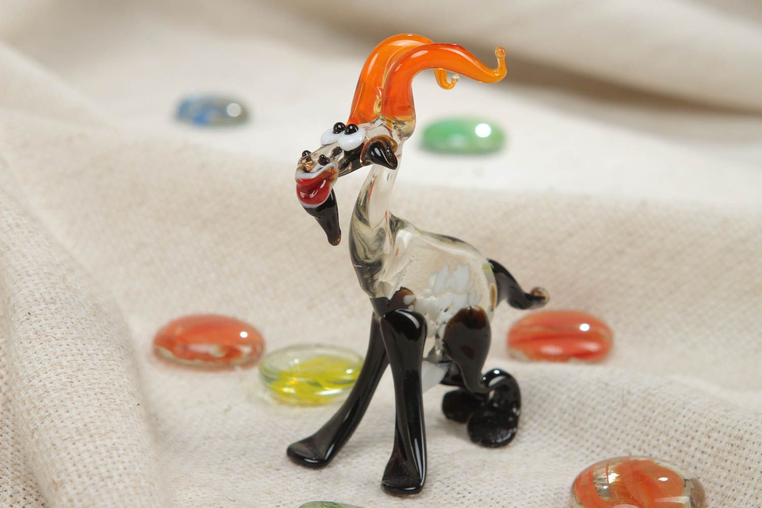 Figurine miniature en verre au chalumeau multicolore faite main décorative Bouc photo 5