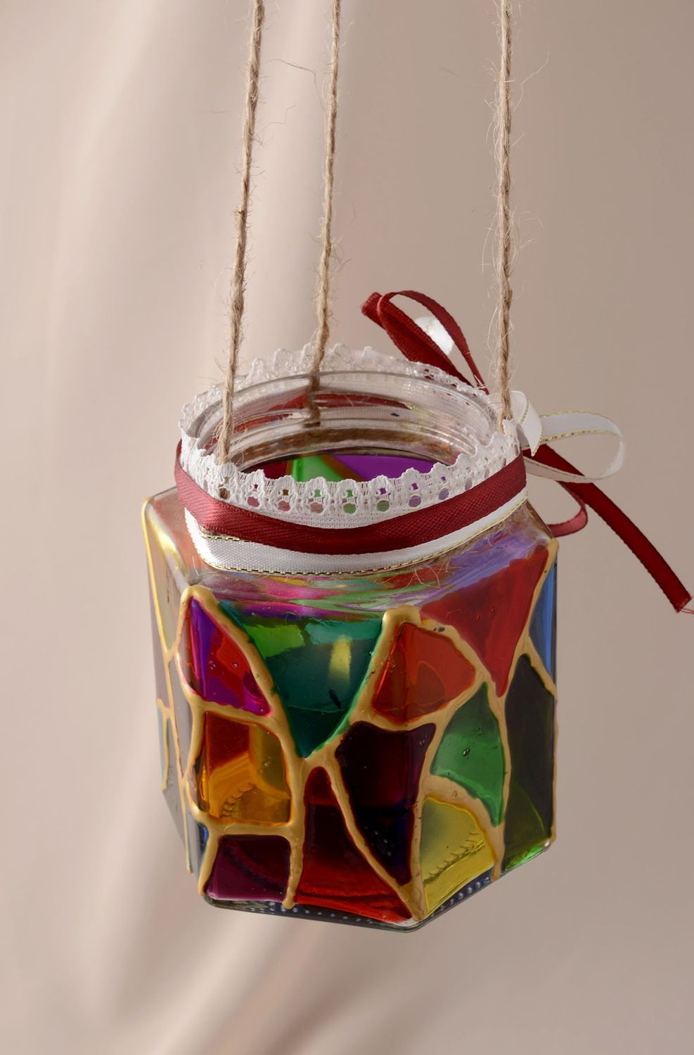 Beautiful handmade glass candlestick glass craft interior decorating gift ideas photo 5