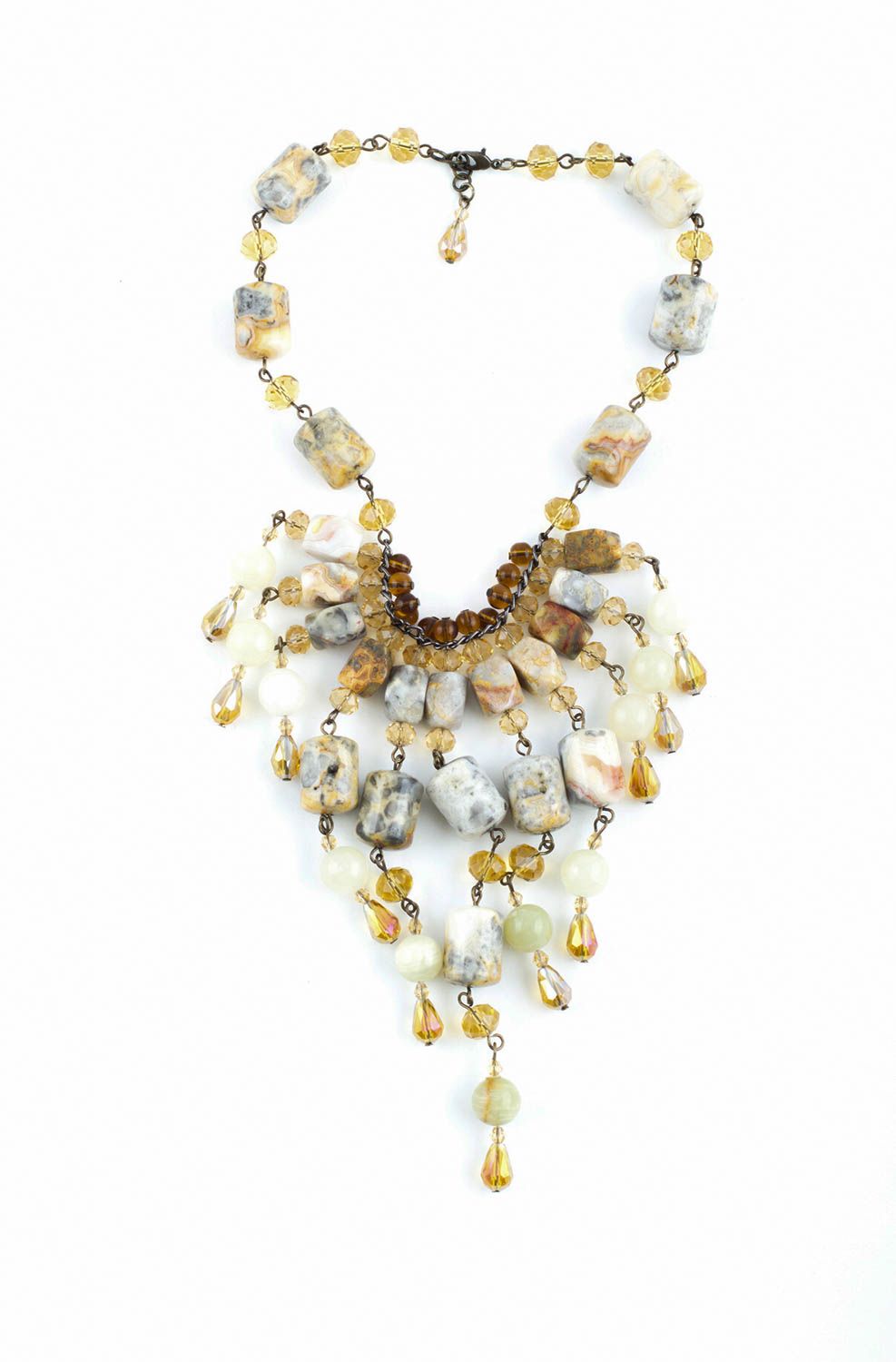 Handmade Perlen Schmuck Damen Collier Geschenk für Frauen mit Natursteinen foto 3