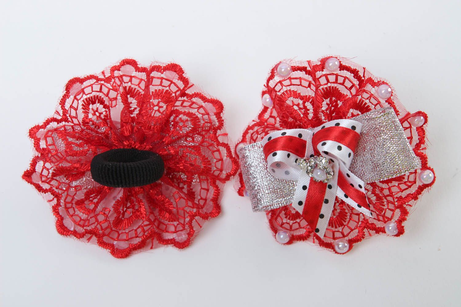 Flower scrunchies for girls handmade lace scrunchies for children hair accessory photo 3