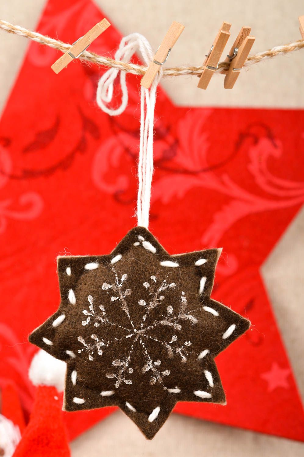 Étoile à suspendre faite main Décoration du sapin en polaire Décoration de Noël photo 1