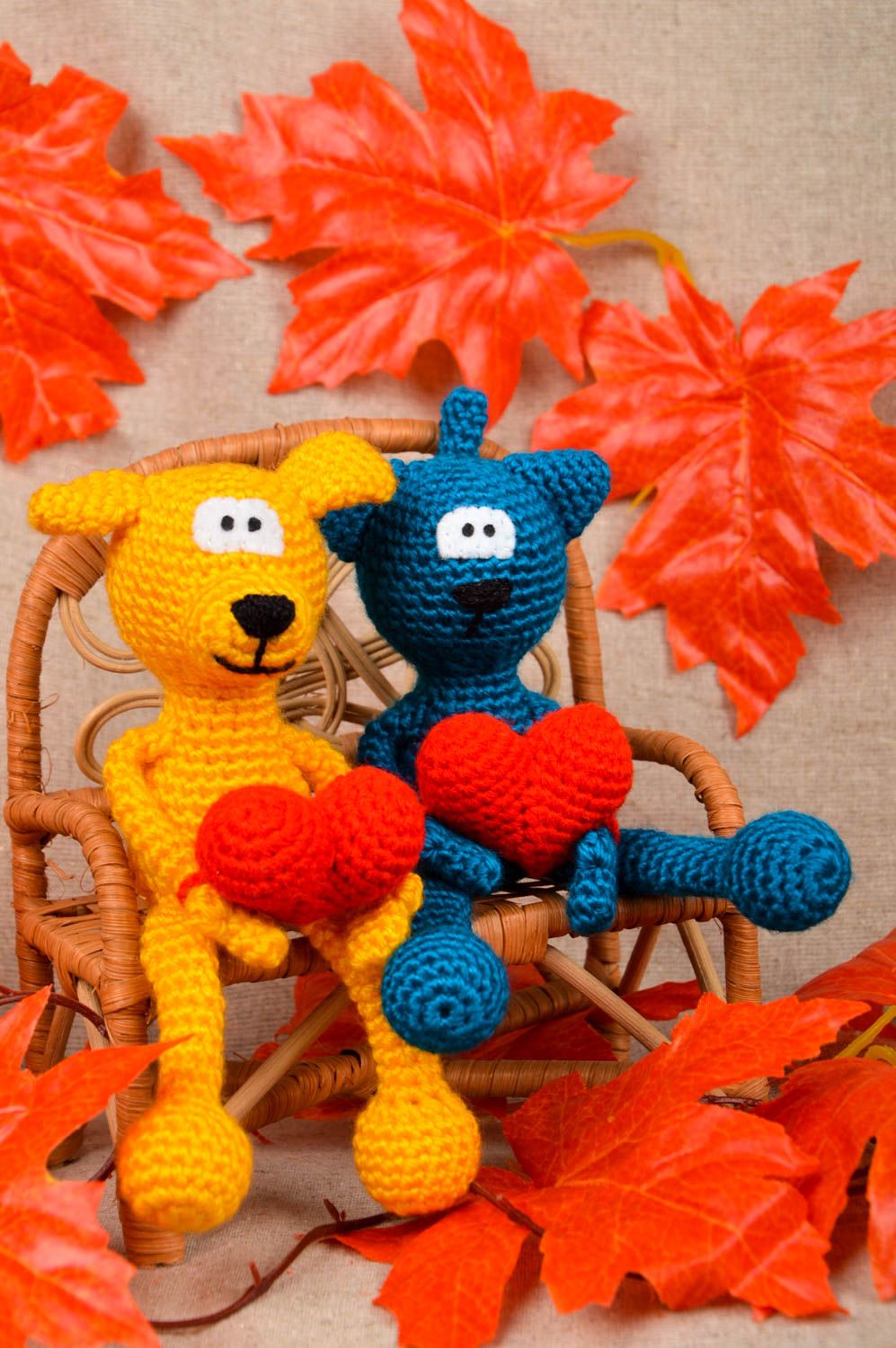 Bright handmade childrens toys 2 pieces birthday gift ideas soft crochet toy photo 1