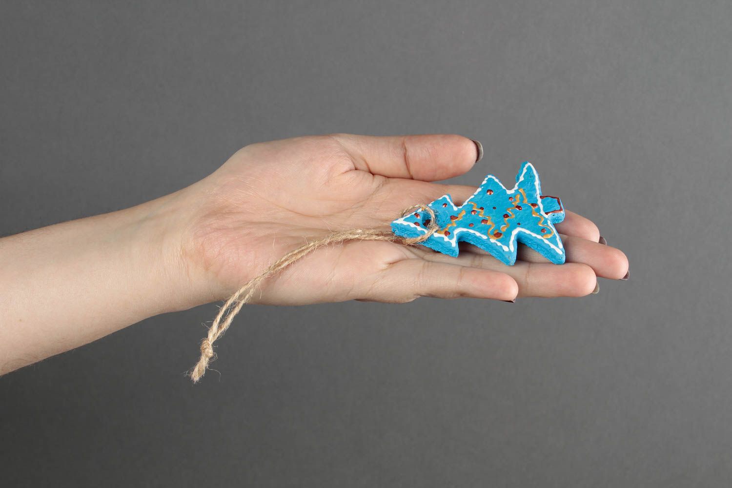 Figura decorativa hecha a mano azul regalo artesanal decoración para Año Nuevo foto 2