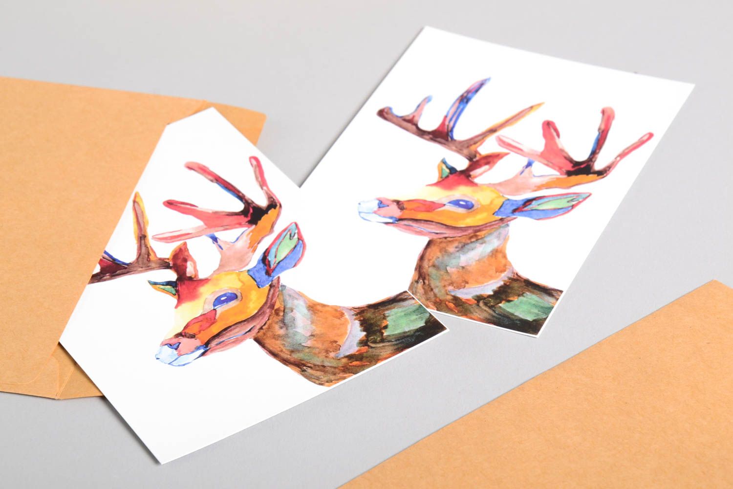Открытки ручной работы красивые открытки две поздравительные открытки Олени фото 4