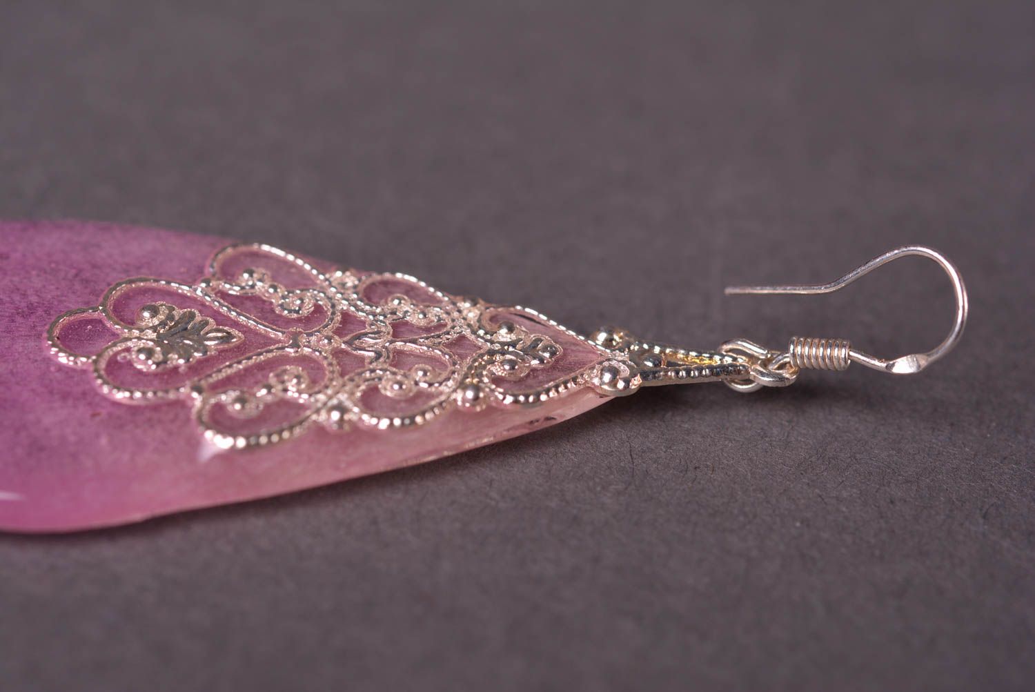 Украшение ручной работы модные серьги с пионом красивые серьги розовые фото 4