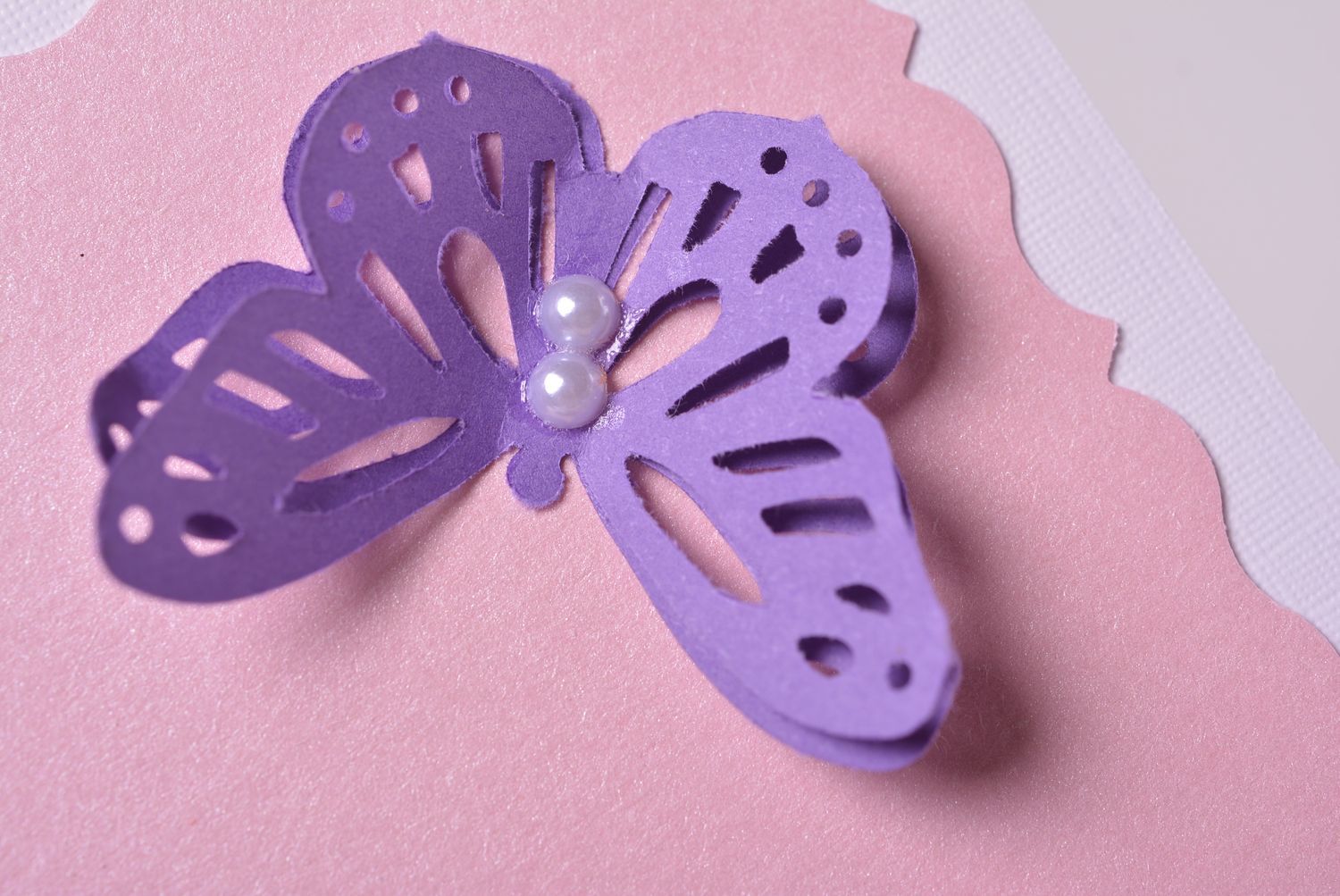 Carte de voeux fleur violette papillon faite main scrapbooking Petit cadeau photo 2