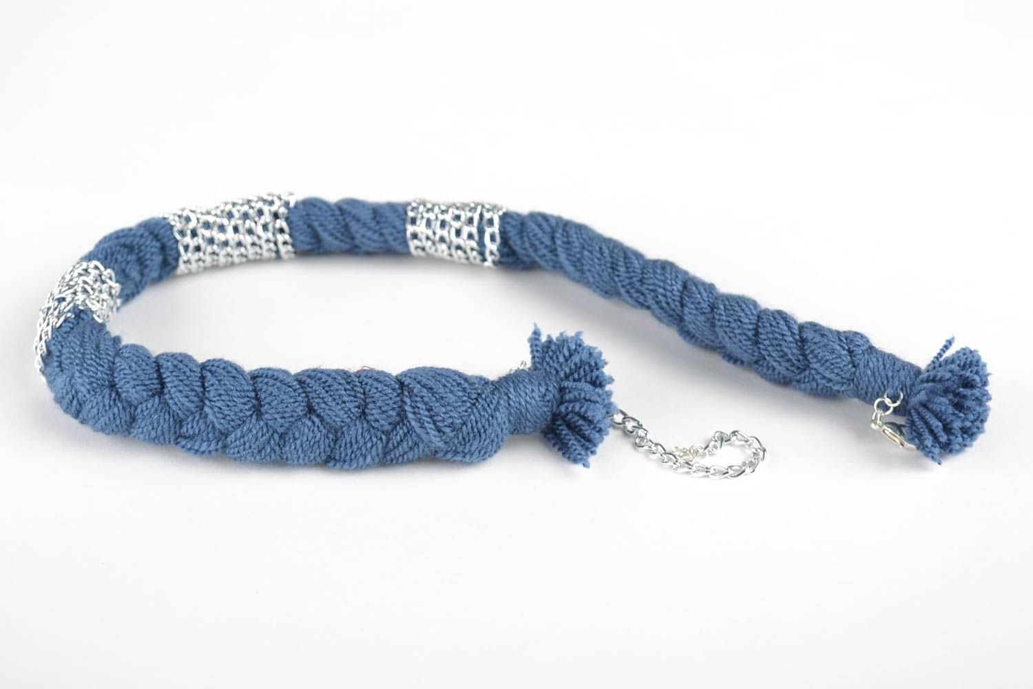 Handmade geflochtene Halskette Collier blau Accessoire für Frauen modisch foto 4