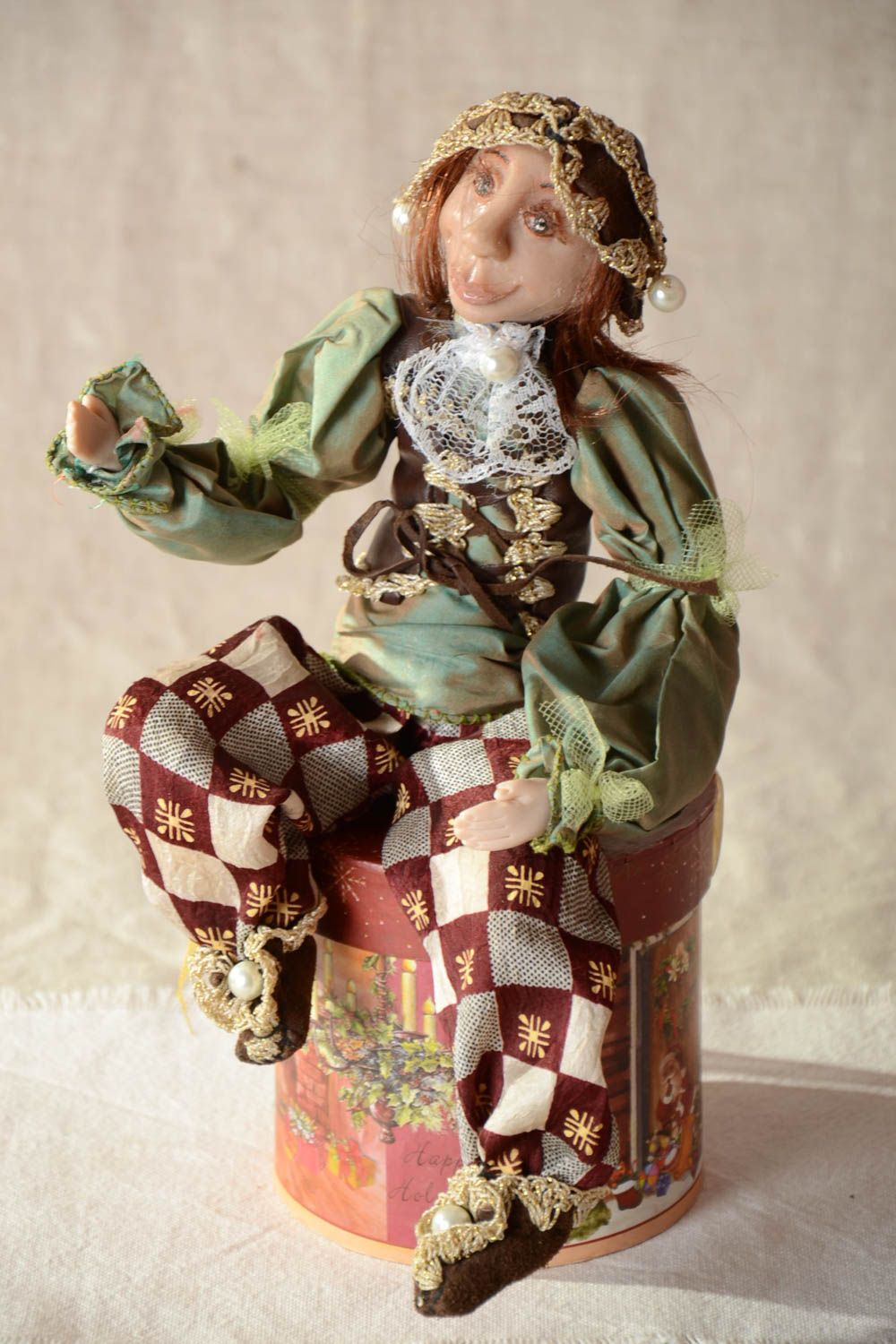 Авторская кукла лепная ручной работы из натуральной ткани оригинальная фото 1