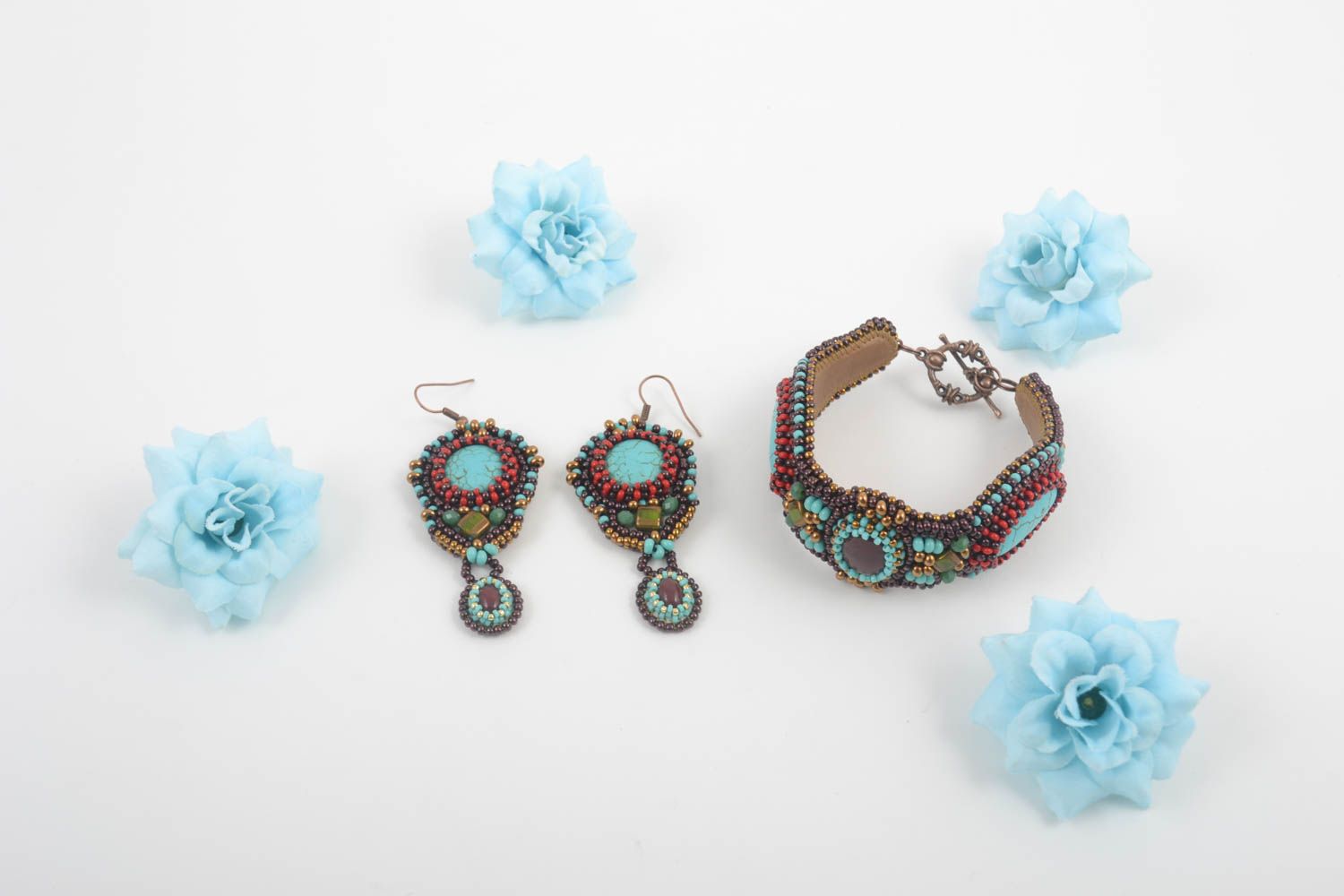 Handmade lovely earrings stylish cute jewelry unusual designer bracelet photo 1