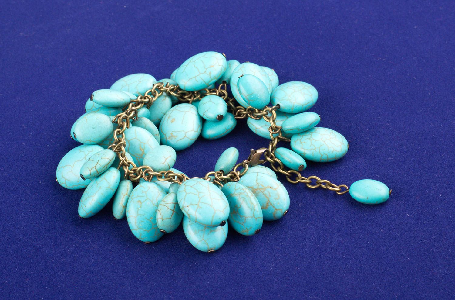 Beaded malachite color gemstone fashion bracelet for women photo 4