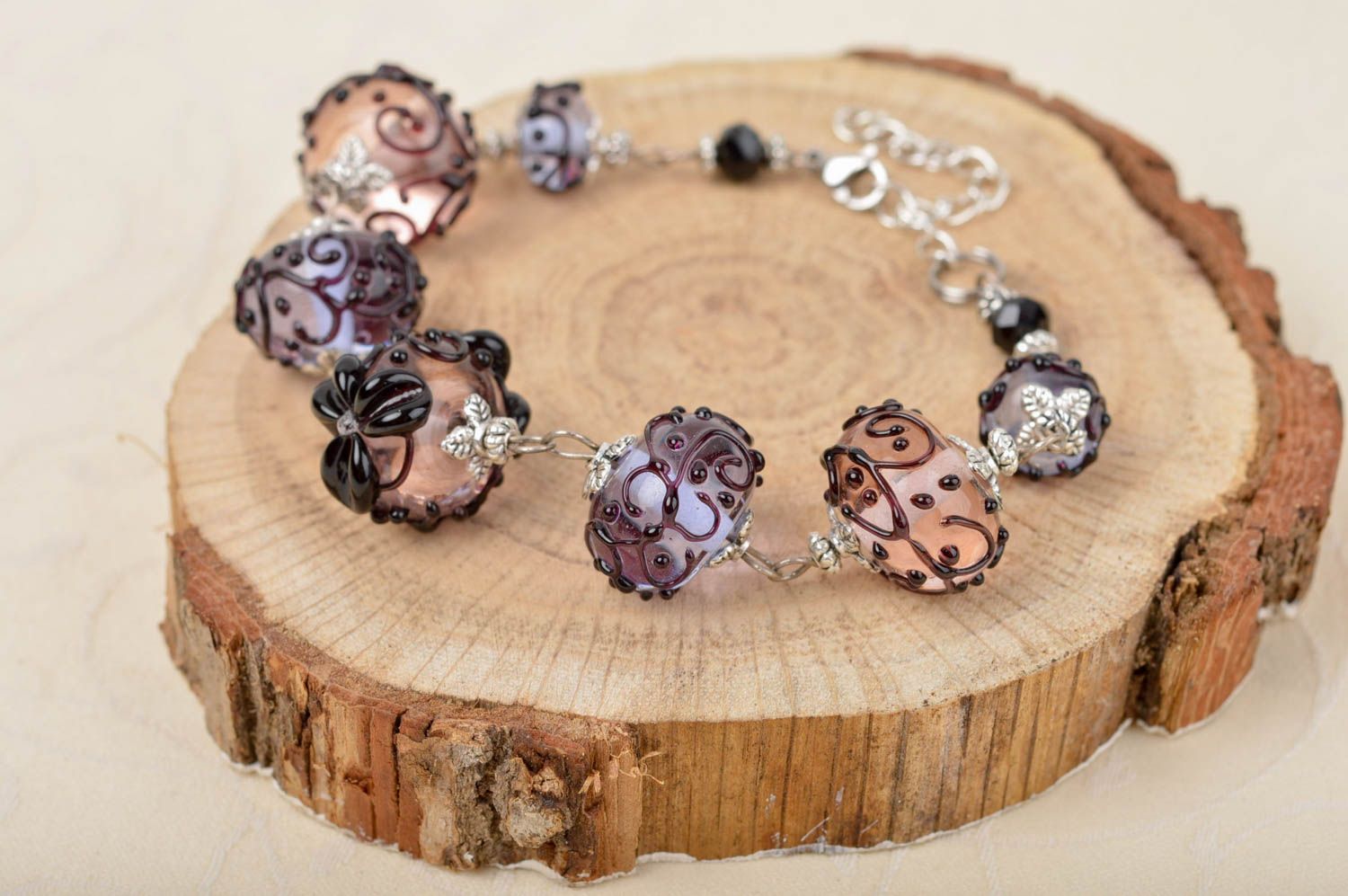 Stylish handmade glass bracelet beaded bracelet designer accessories for girls photo 1