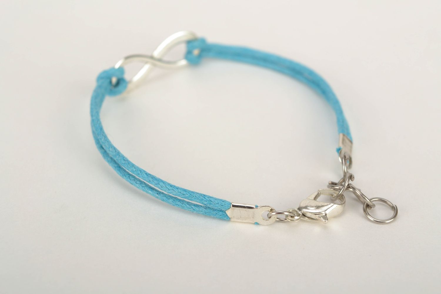 Blue thin woven waxed cord bracelet photo 3