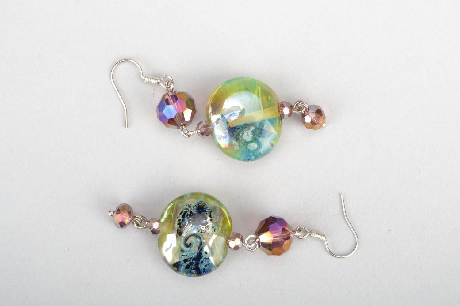 Glass earrings made using lampwork technique photo 3