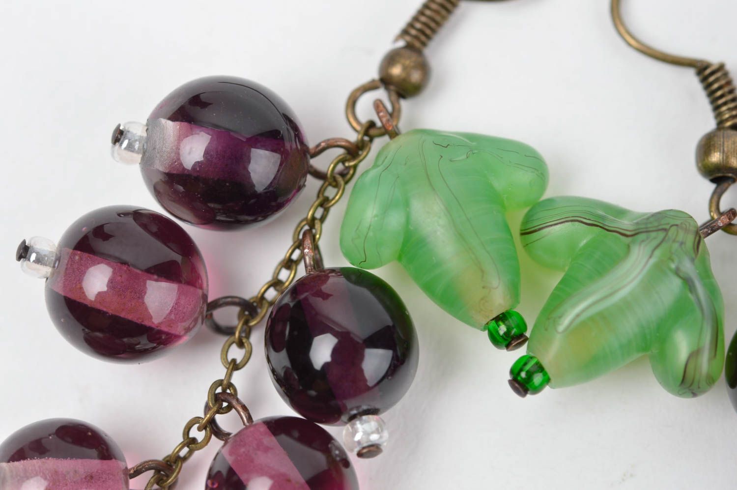 Handmade Glas Ohrringe Accessoire für Frauen Damen Schmuck bunte Beeren schön foto 3