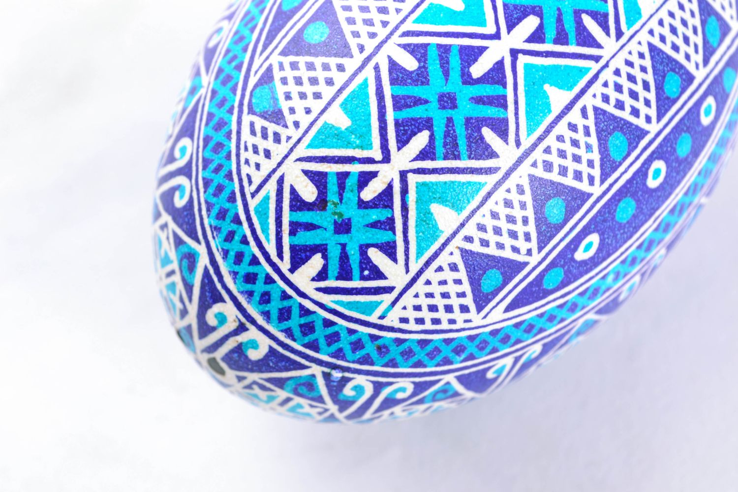 Handmade decorative Easter egg of blue color photo 5