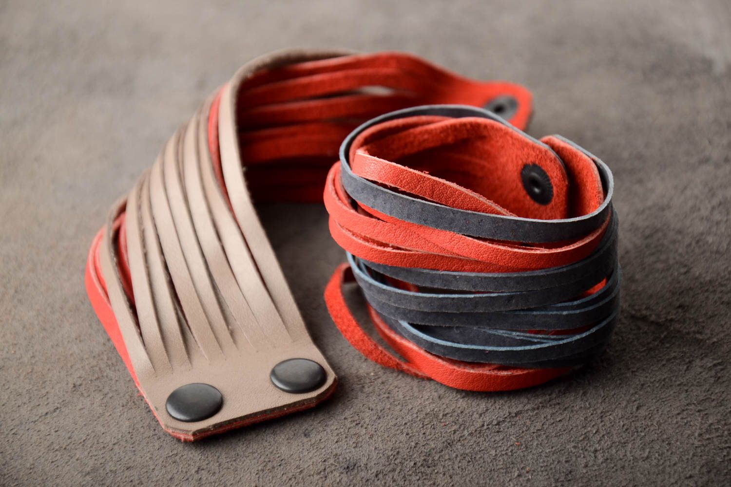 Handmade wide leather bracelets designer elegant bracelets cute accessories photo 1