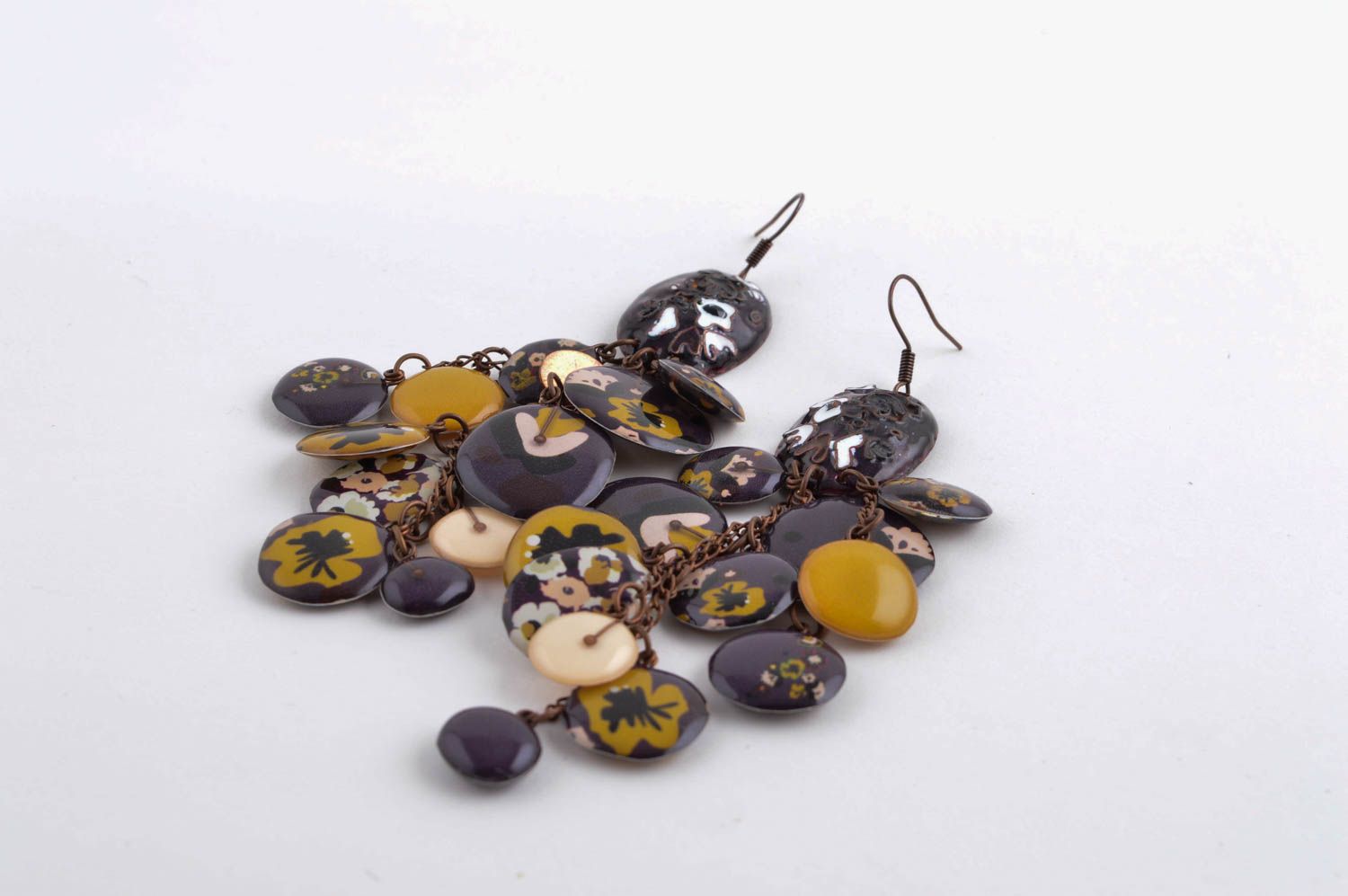 Handmade cute metal earrings designer earrings jewelry in vintage style photo 4
