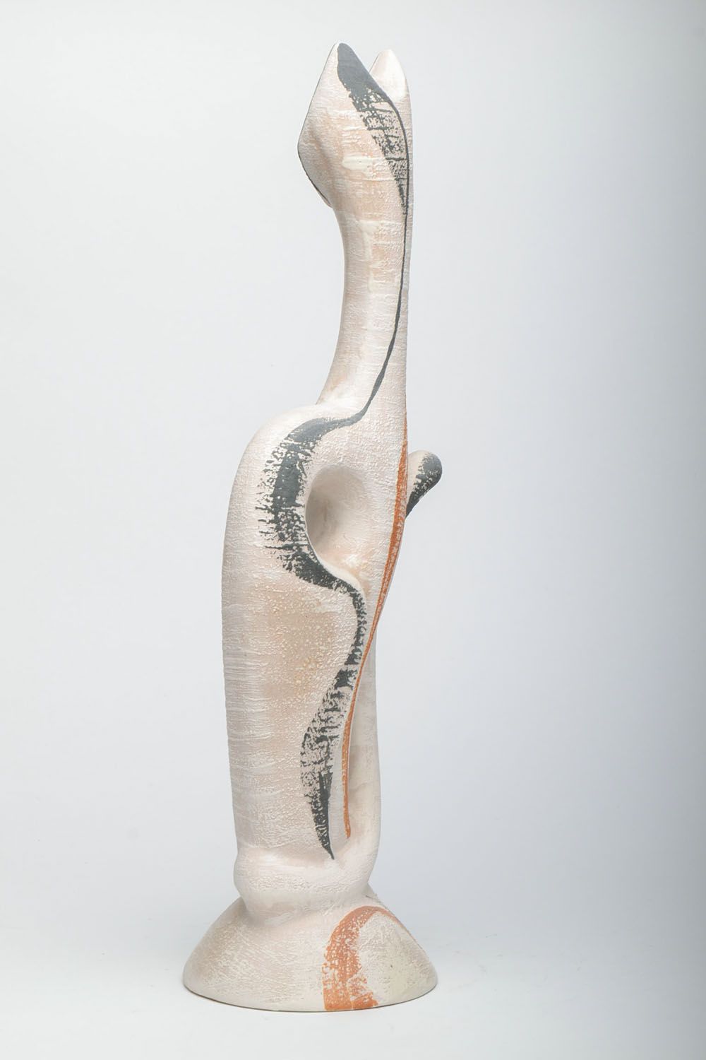 Figurine décorative en argile blanche Chat photo 3