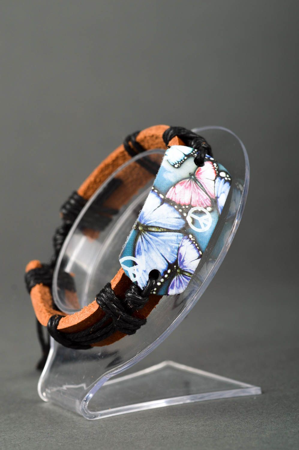 Originelles Armband Frauen schöner Leder Schmuck orange Armband aus Leder foto 2