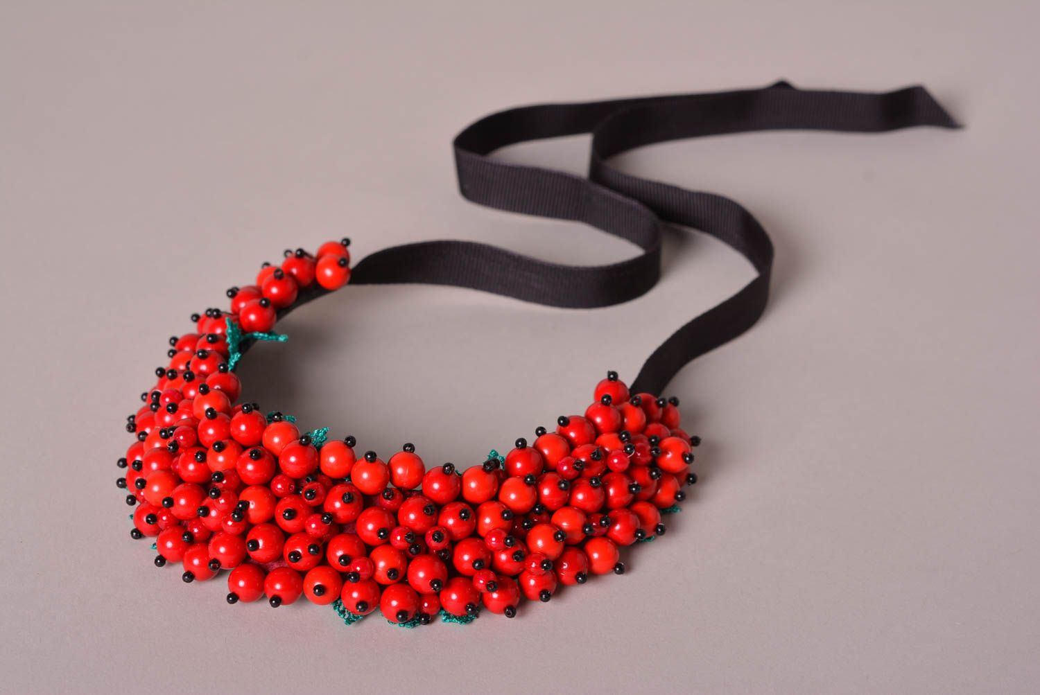 Handmade soutache necklace red soutache necklace beaded jewelry women gifts  photo 2