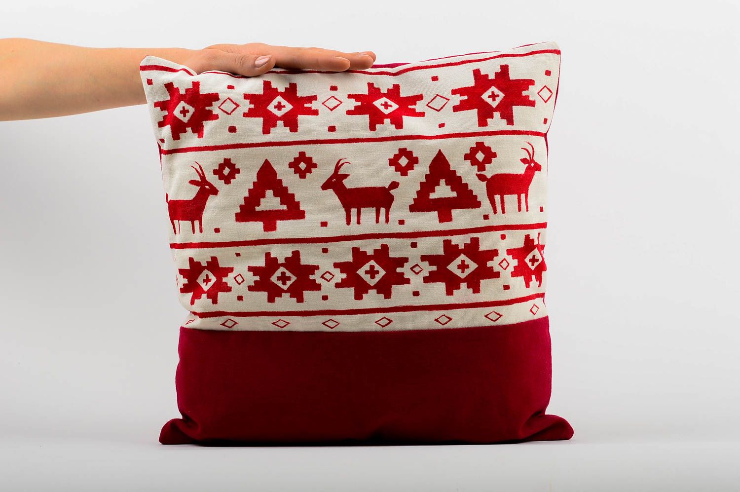 Handmade cushion Christmas decor decorative pillow with deer   New Year gift   photo 2