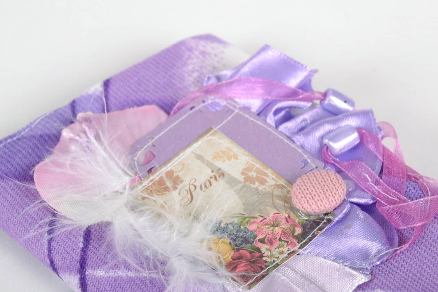 Violette Passhülle aus Textil foto 5