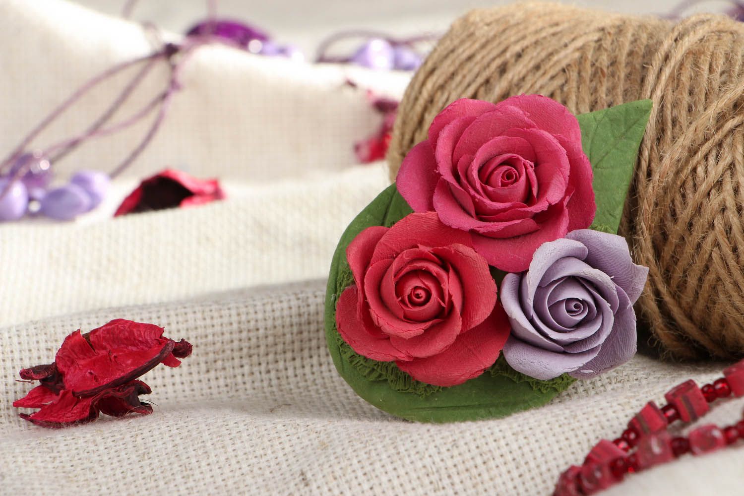 Haarspange mit Blumen Rosen  foto 4
