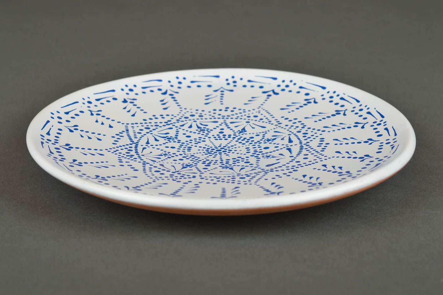 Набор тарелок из глины 2 шт декоративных с точечной росписью акрилом хэнд мэйд фото 5