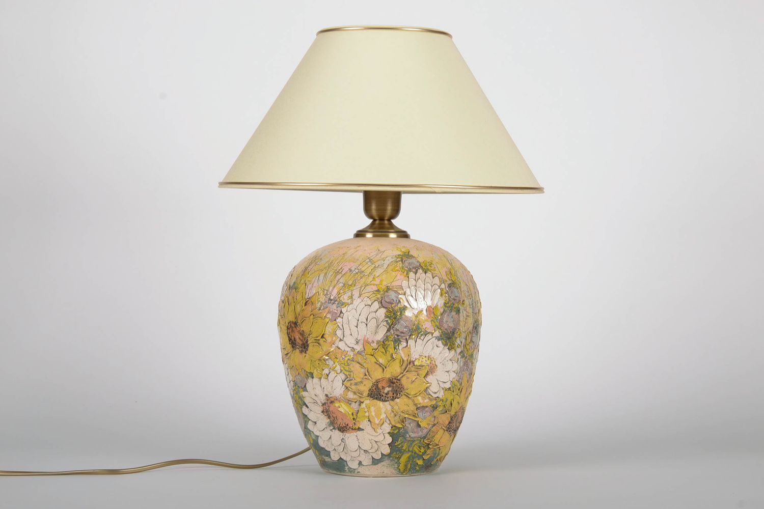 Nachttischlampe aus Keramik „Sonnenblumen foto 1