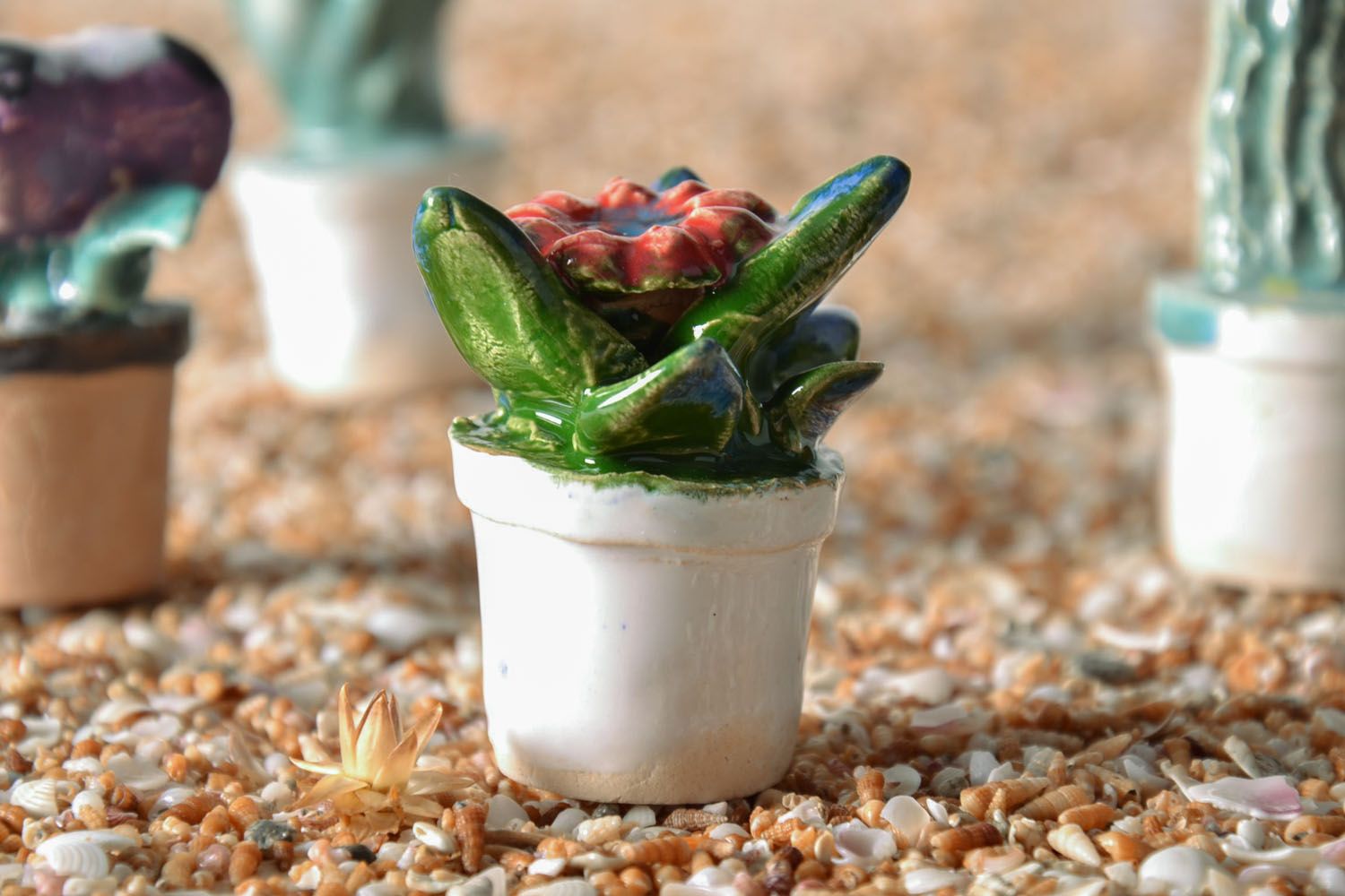 Statuette décorative miniature en argile en forme de cactus souvenir pour maison photo 1