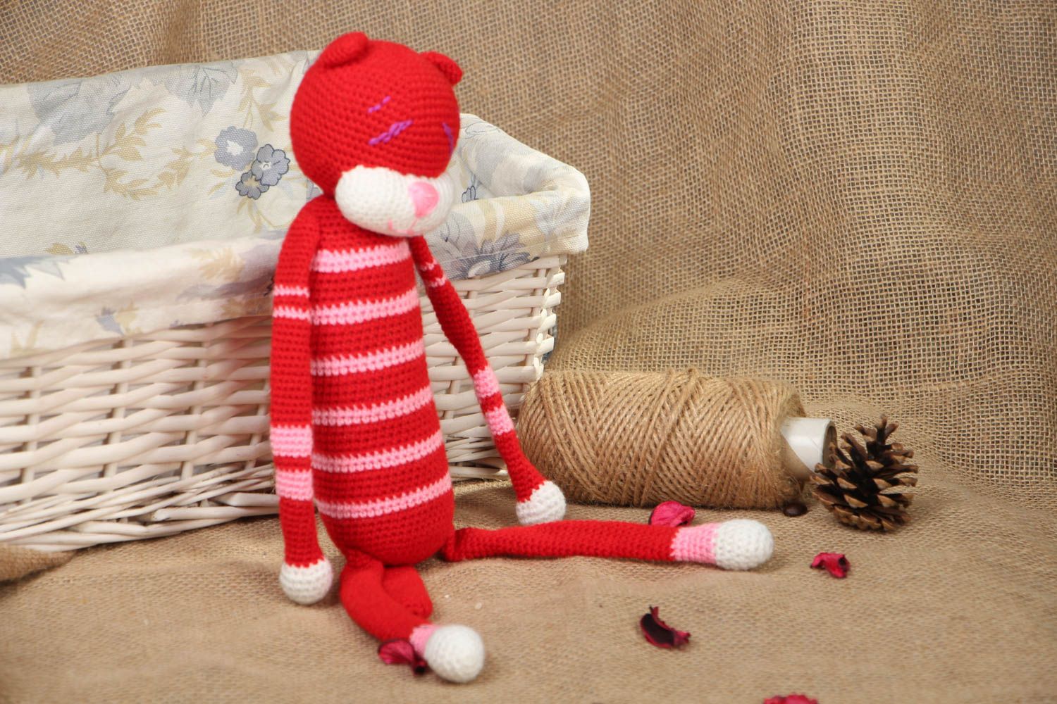 Doudou tricoté original en forme de chat photo 5